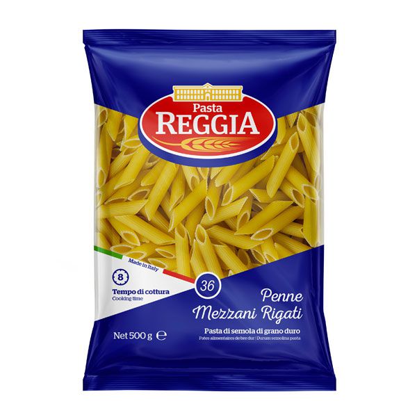Reggia  -  მაკარონი  -  "პენე მიზანე რიგატე" (კალმები) 500გრ